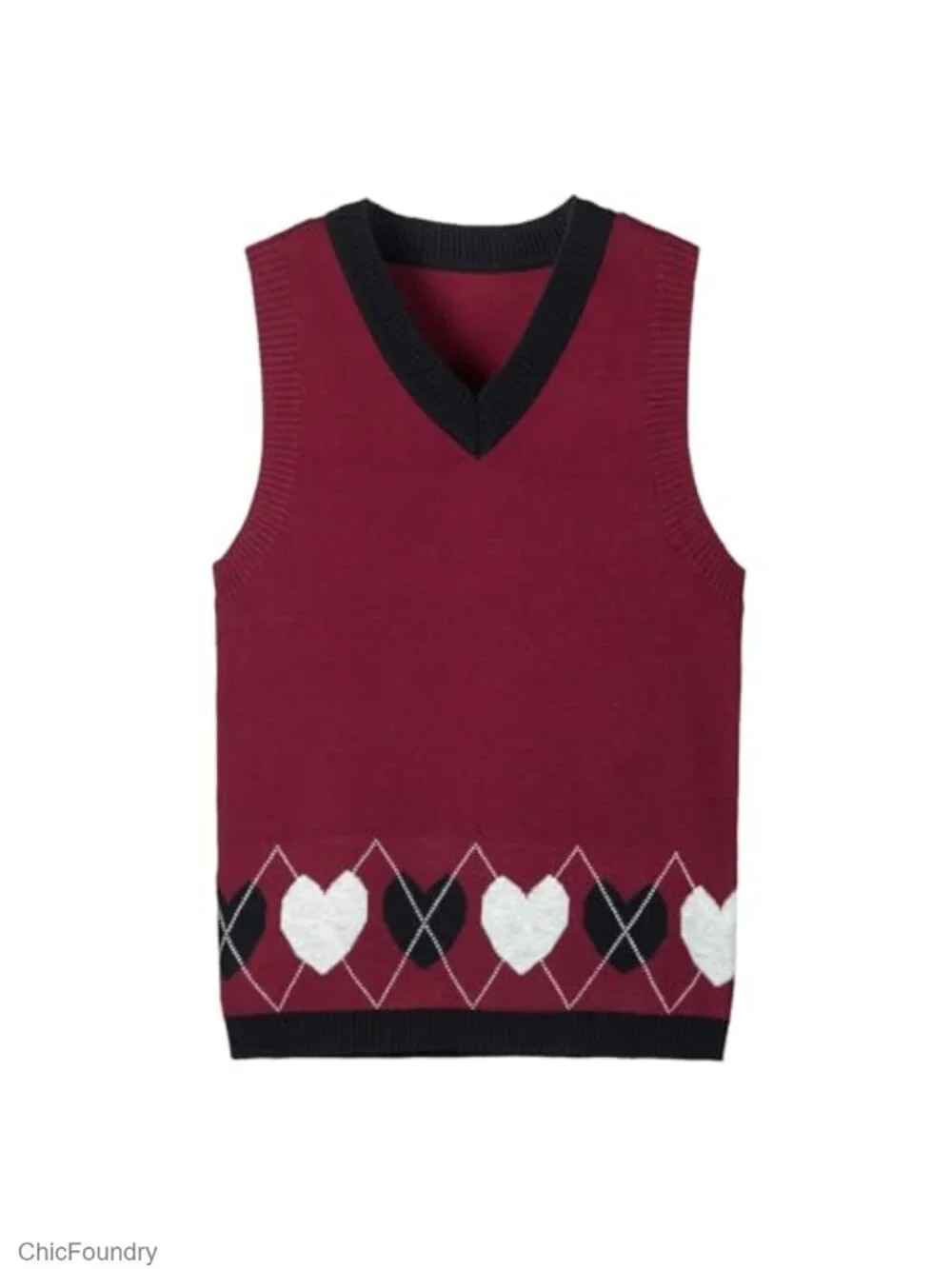 Girls Knit Sweater Vest Sleeveless V-Neck Cotton Preppy School Top